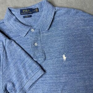 Polo Ralph Lauren Polo Shirt Mens Large L Blue Heathered Classic Fit Cotton